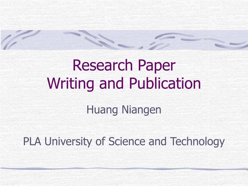 research paper writing and its publication