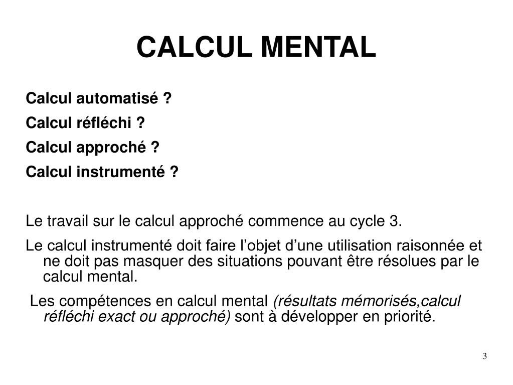 PPT - Le calcul mental au cycle 3 PowerPoint Presentation, free download -  ID:6170776