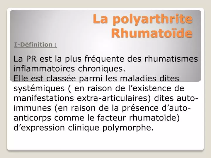 PPT - La polyarthrite Rhumatoïde PowerPoint Presentation, free download ...