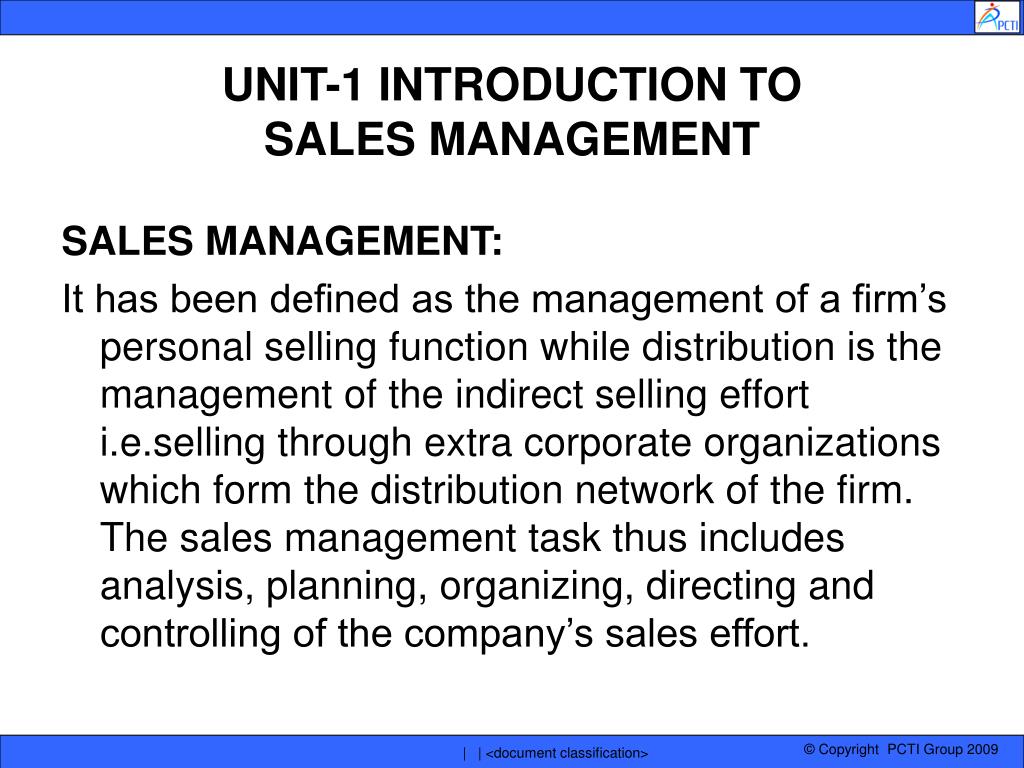 assignment on sales management