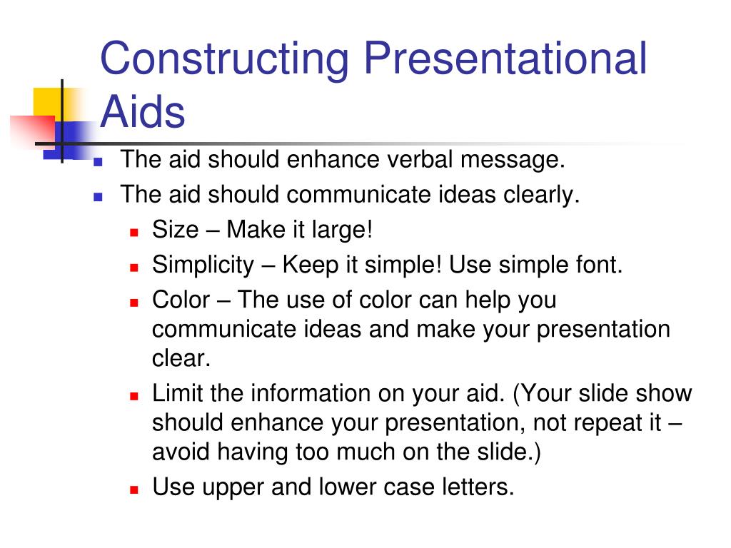 when using computer generated presentation aids you should