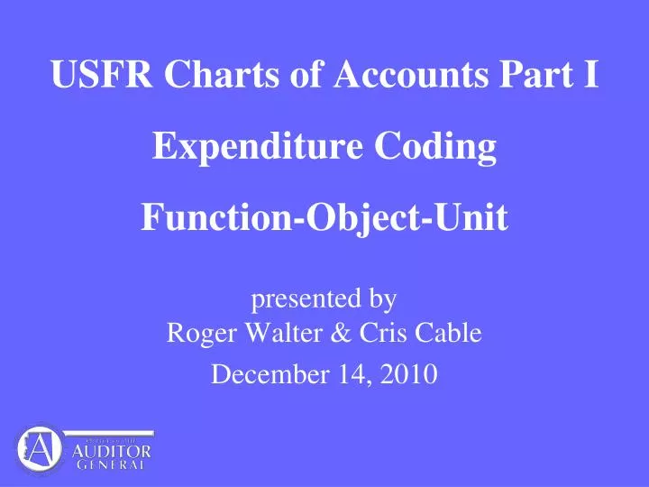PPT - USFR Charts of Accounts Part I Expenditure Coding Function-Object ...