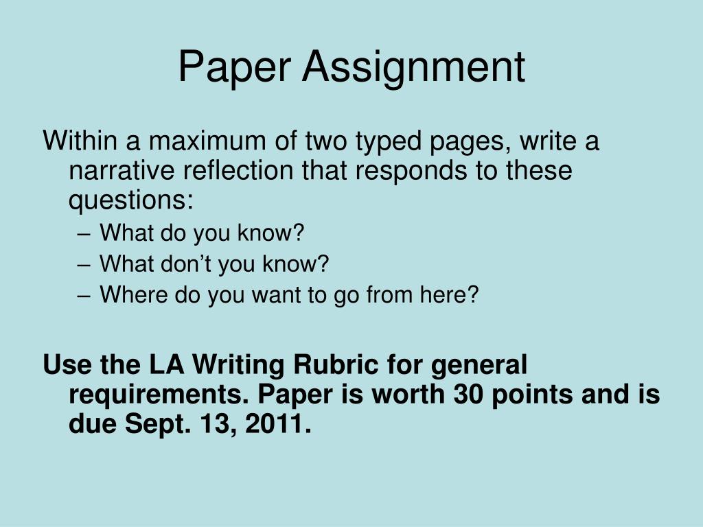 one paper assignment