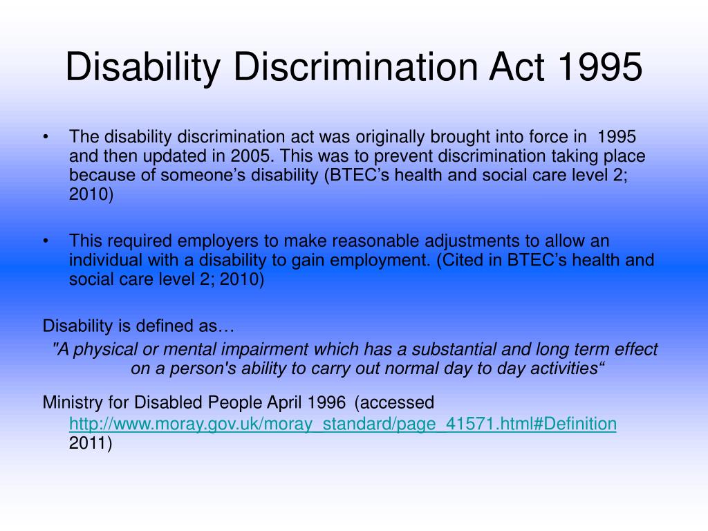 Ppt Disability Discrimination Act Powerpoint Presentation Free