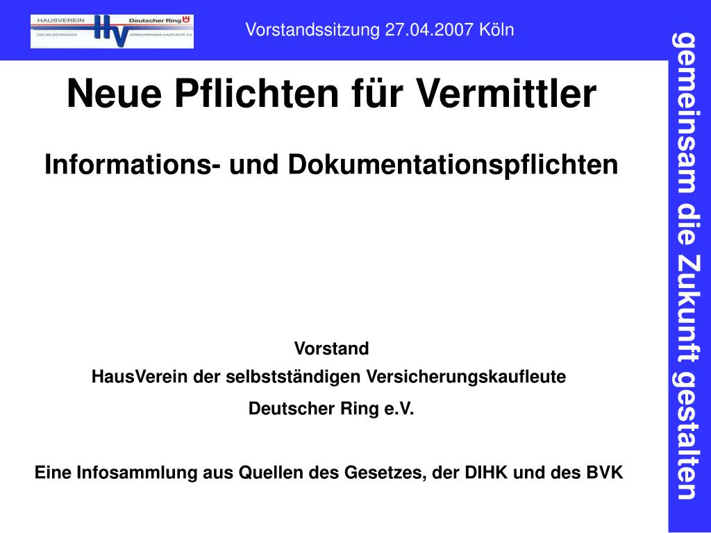 PPT - Neue Pflichten für Vermittler PowerPoint Presentation, free download  - ID:6180296