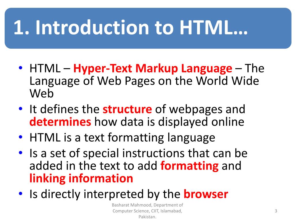 html language presentation