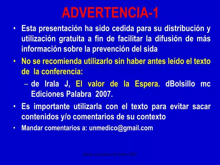 PPT - ADVERTENCIA-1 PowerPoint Presentation, free download - ID:6187310