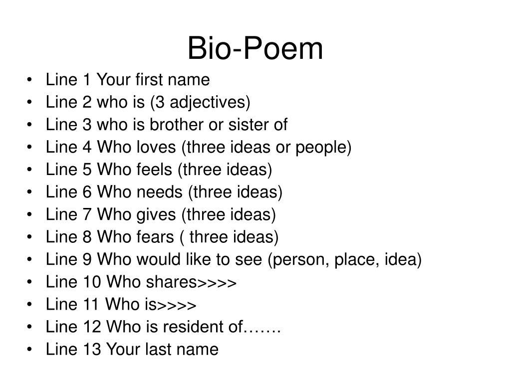 PPT Bio Poem PowerPoint Presentation Free Download ID 6191304