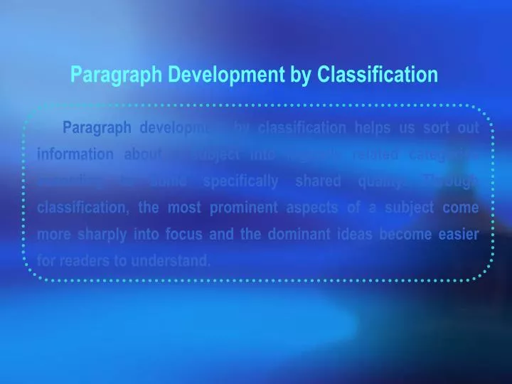 Ppt paragraph development by classification powerpoint presentation