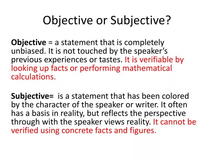 objective vs subjective writing