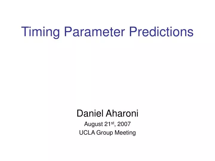 timing parameter predictions n.