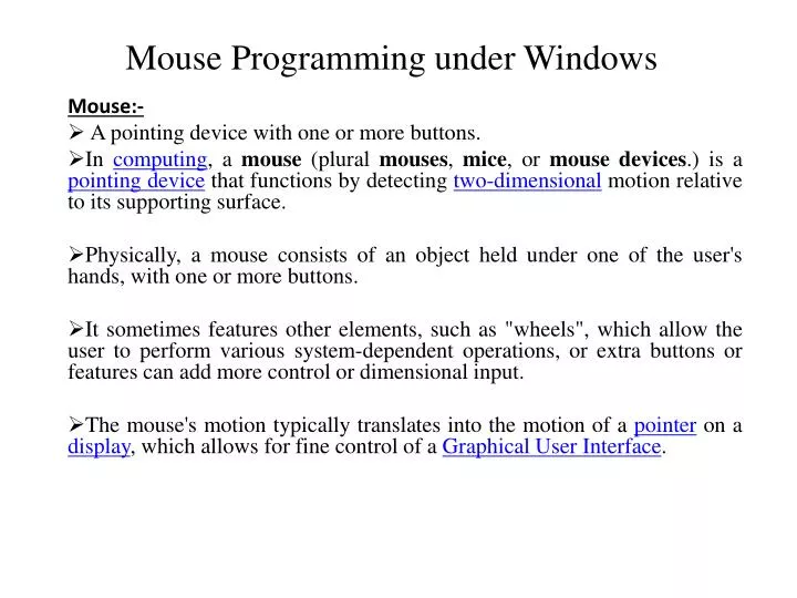 mouse programming under windows n.