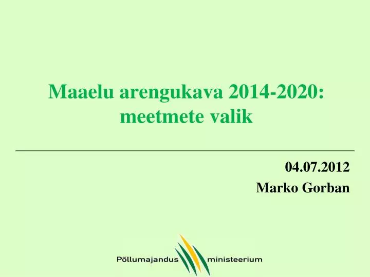 maaelu arengukava 2014 2020 meetmete valik n.