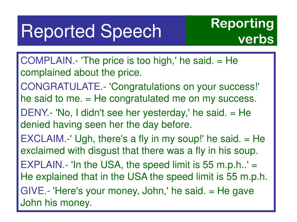 reported speech of congratulate