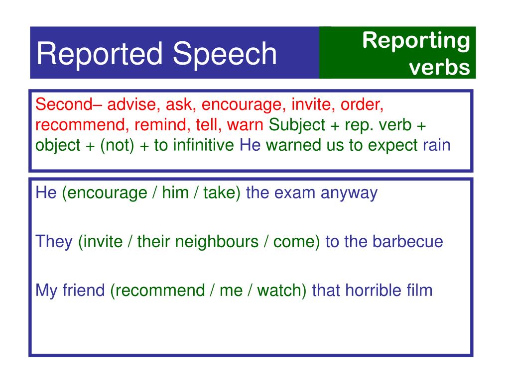 reported speech of warn