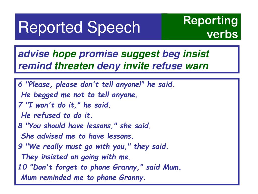 Reported speech orders