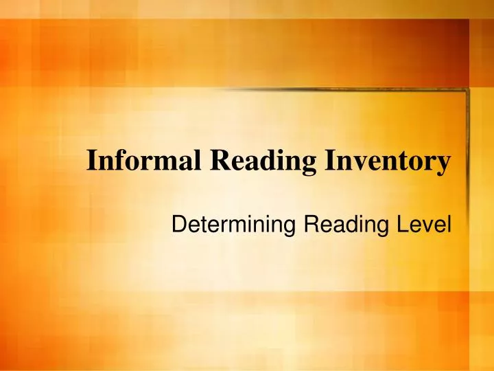 sample informal reading inventory
