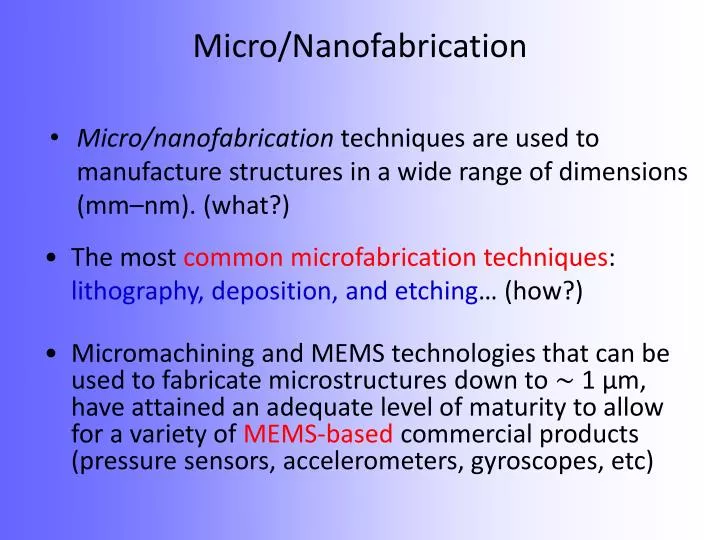 micro nanofabrication n.