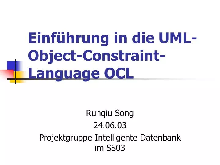 Uml Object Constraint Language