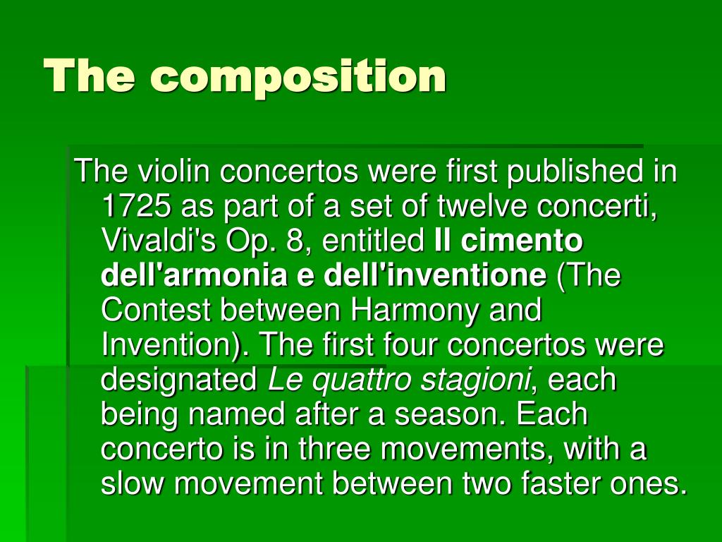 PPT - “Spring” from The Four Seasons (1725) Antonio Vivaldi PowerPoint  Presentation - ID:6197284