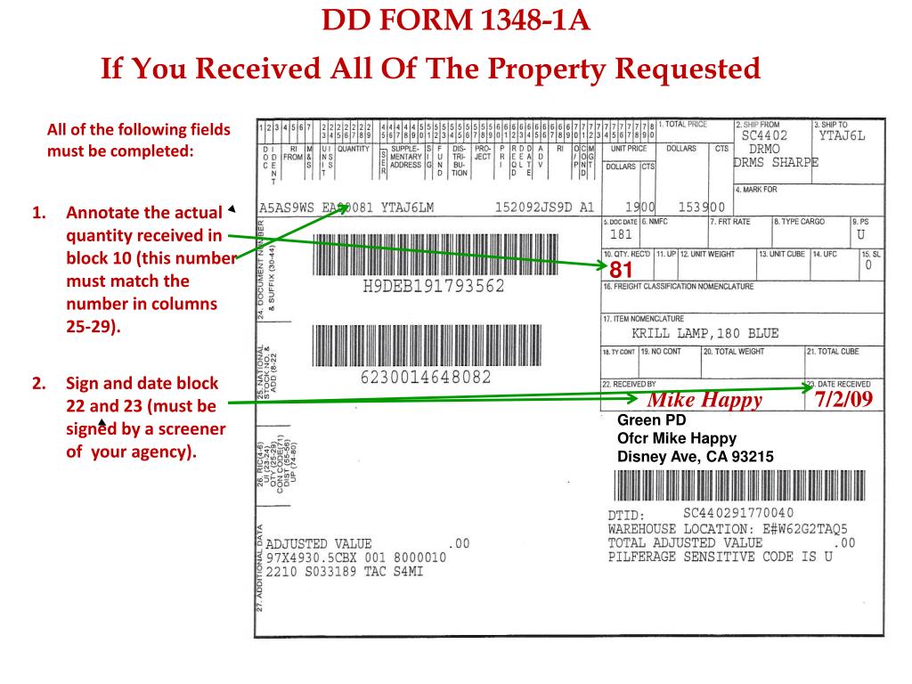 PPT DD FORM 1348 1A ISSUE RELEASE RECEIPT DOCUMENT PowerPoint 