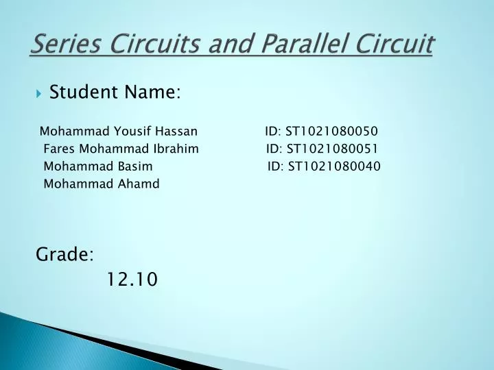 series circuits and parallel circuit n.