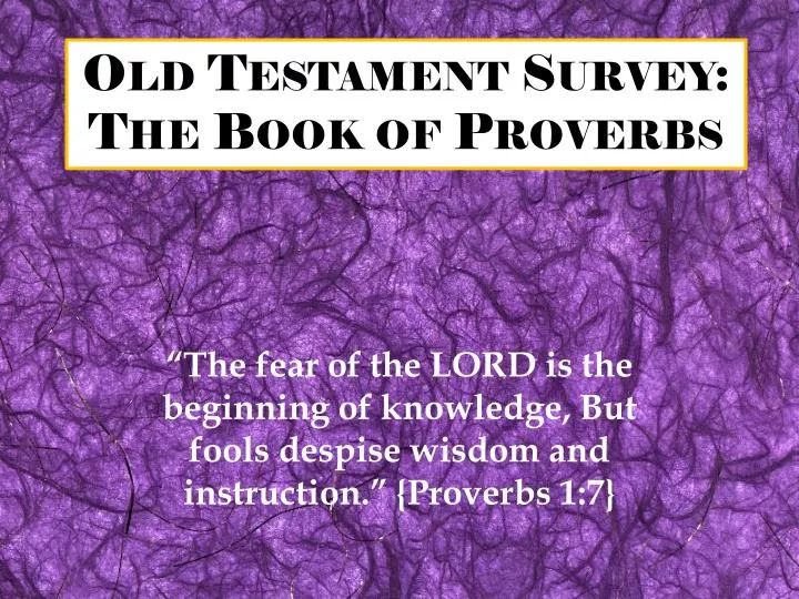 old testament book of proverbs pdf