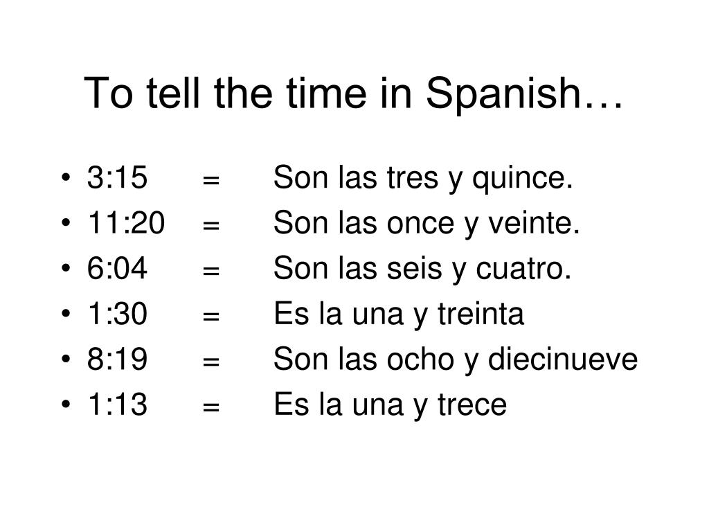 PPT - To tell the time in Spanish PowerPoint Presentation, free
