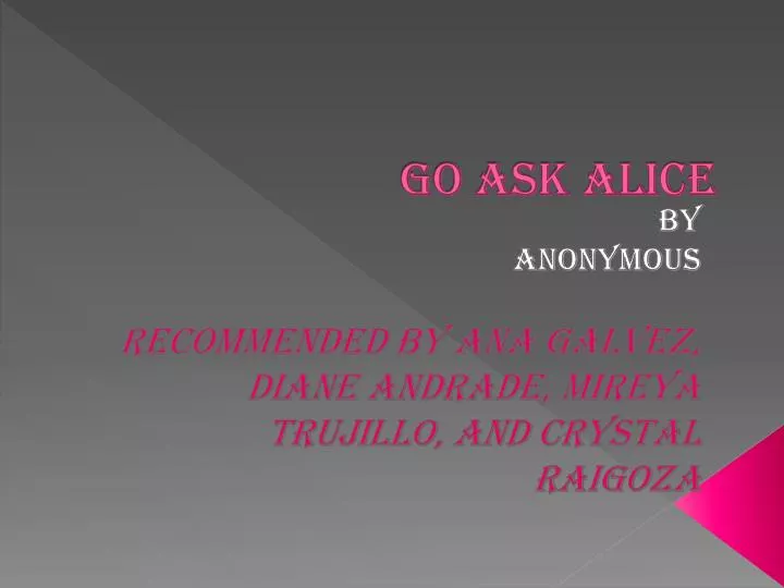 Thesis statement for go ask alice