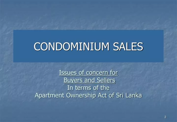 condominium sales n.