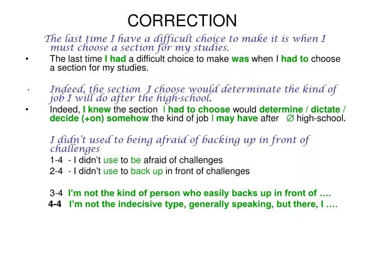 correction n.