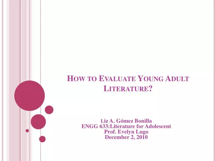 how to evaluate young adult literature n.