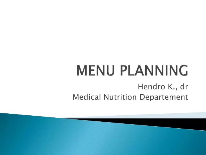 menu planning n.