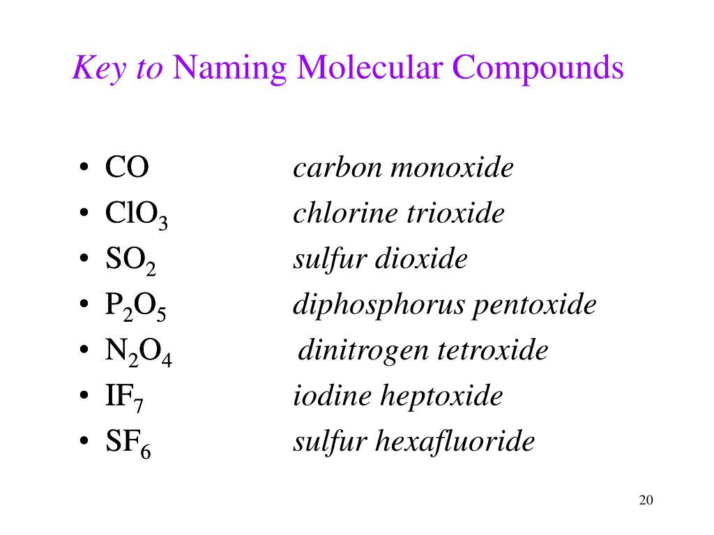 Key to Naming Molecular Compounds.