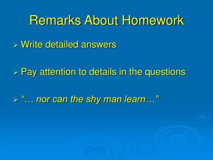remarks for students homework
