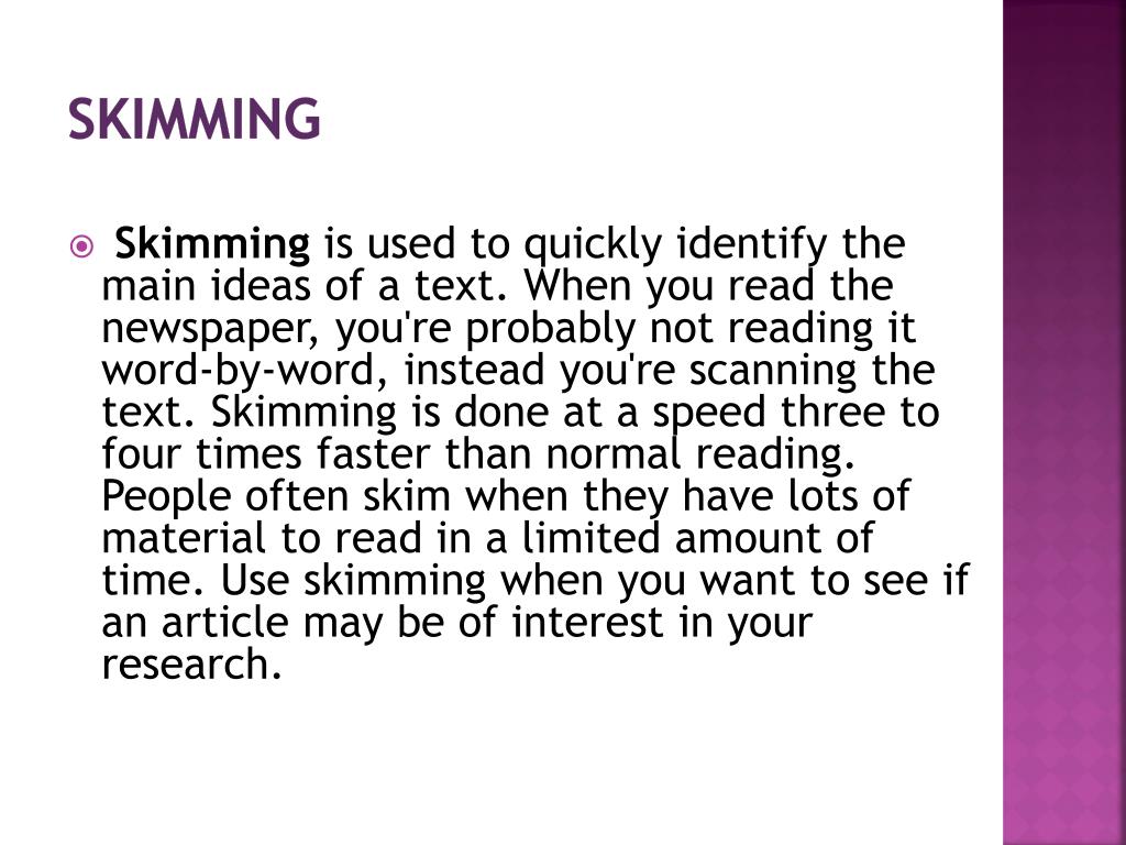 PPT  Skimming PowerPoint Presentation, free download  ID6214189