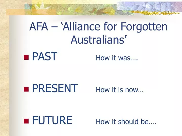 PPT AFA ‘Alliance for Australians’ PowerPoint