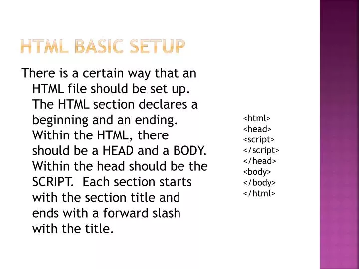 PPT - HTML basic setup PowerPoint Presentation, free download - ID:6215246