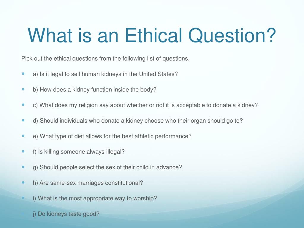 ethical questions for an essay