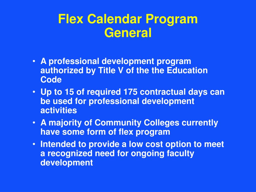 PPT San Joaquin Delta College Flex Calendar Program PowerPoint