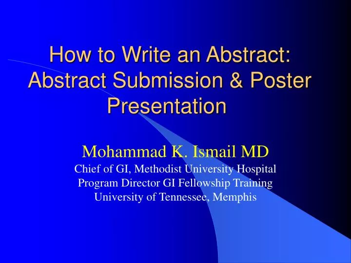 how to write an abstract for a poster