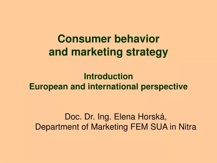 introduction to consumer behavior and marketing strategy ppt