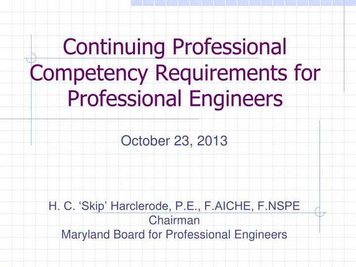 continuing professional competency requirements for professional engineers n.