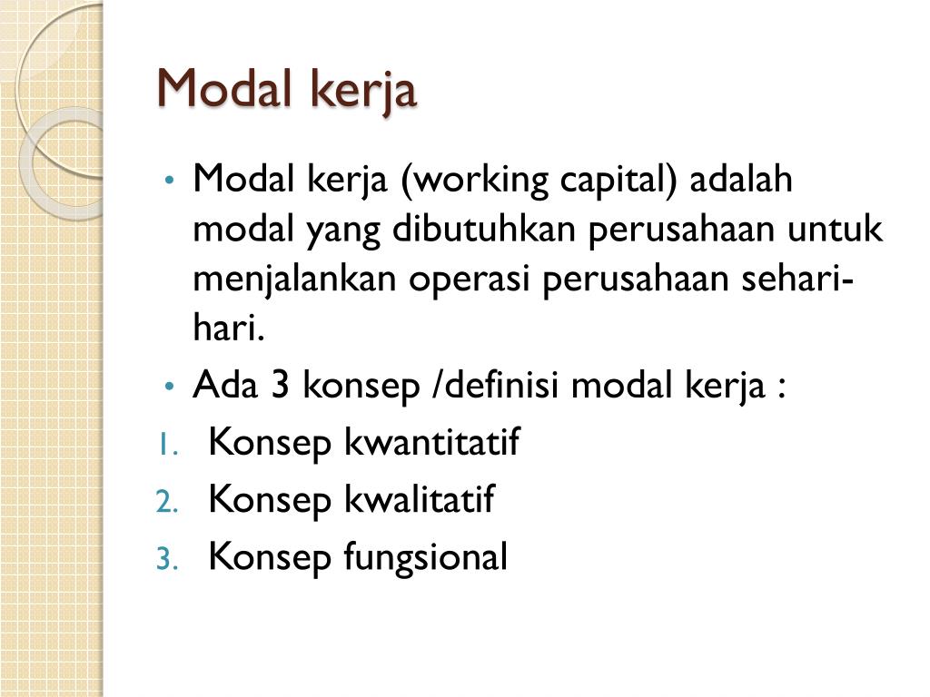 PPT - ANALISIS SUMBER DAN PENGGUNAAN MODAL KERJA PowerPoint