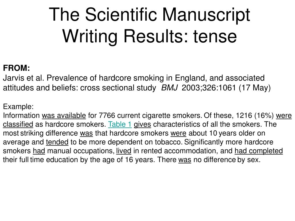 scientific report writing tense