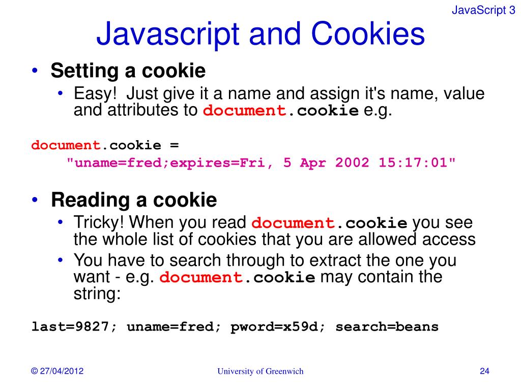 PPT JavaScript 3 Windows and Cookies PowerPoint Presentation, free download ID6234409