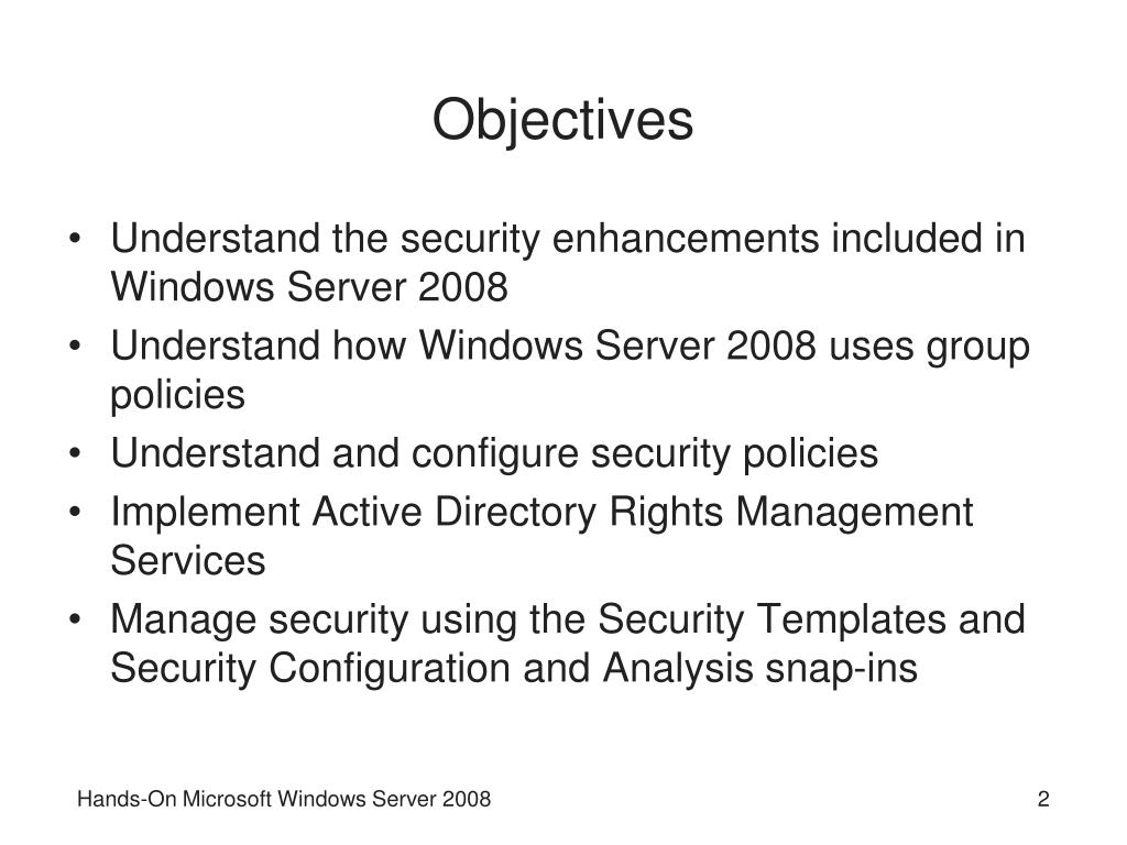 windows server 2008 security configuration and analysis