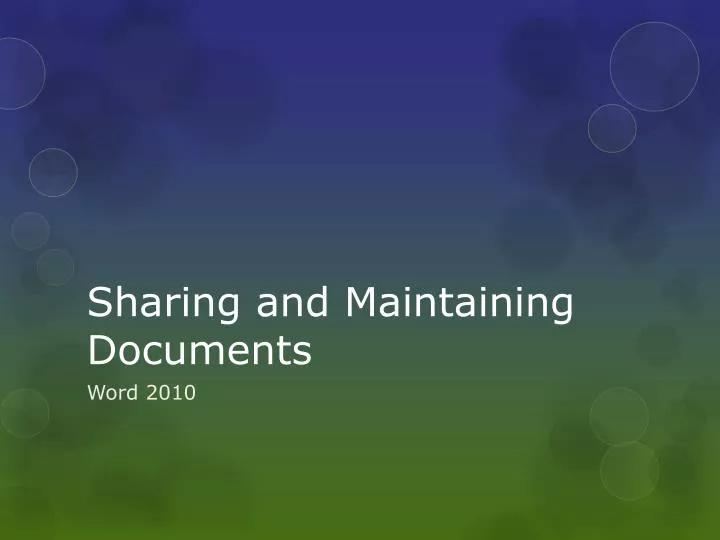 PPT - Sharing and Maintaining Documents PowerPoint Presentation, free ...