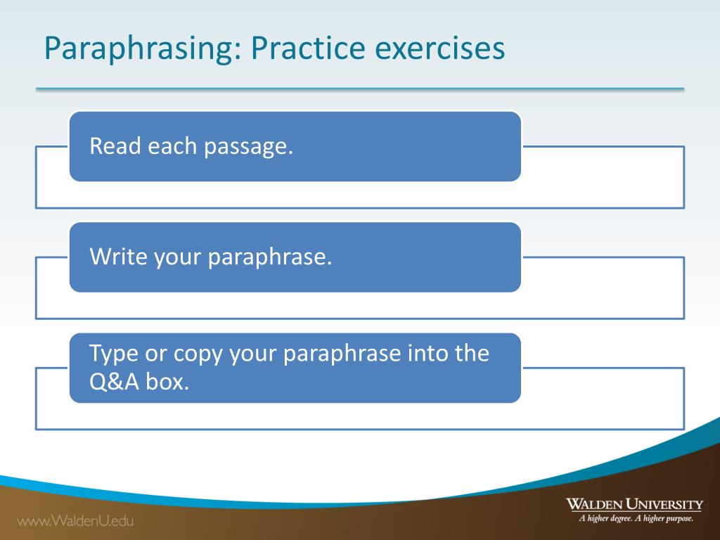 paraphrasing exercises ppt