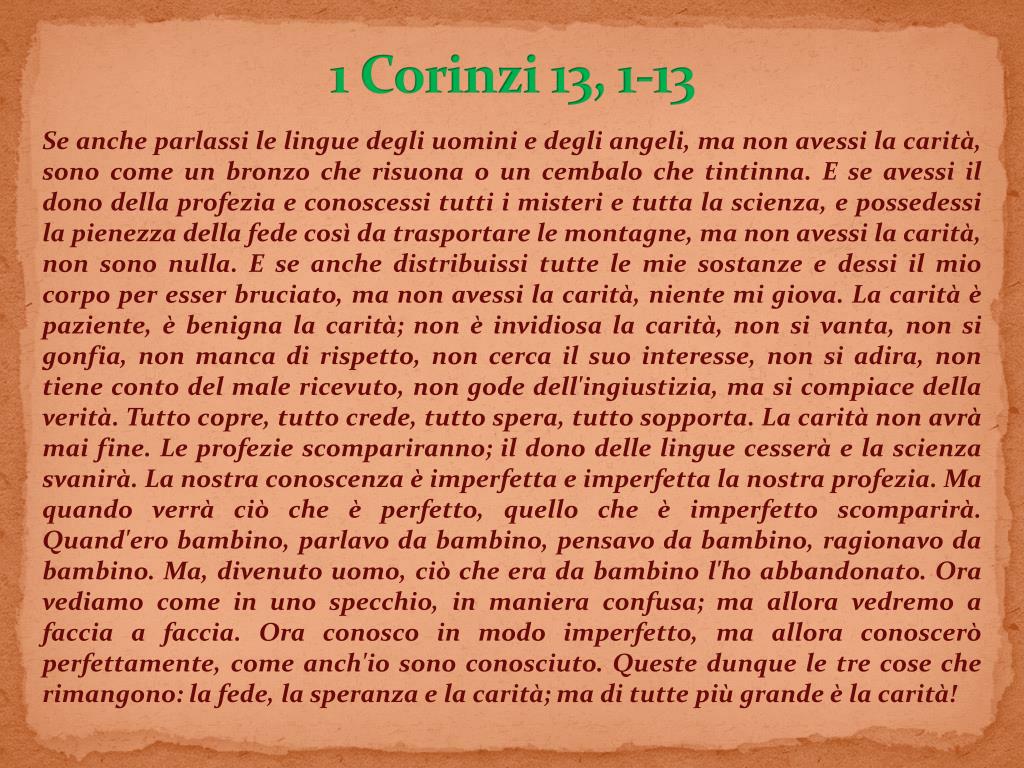 Prima Lettera Ai Corinzi 13 1-13